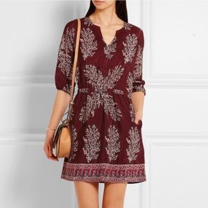 Madewell Lassi Silk Printed Maroon Dress Size 8